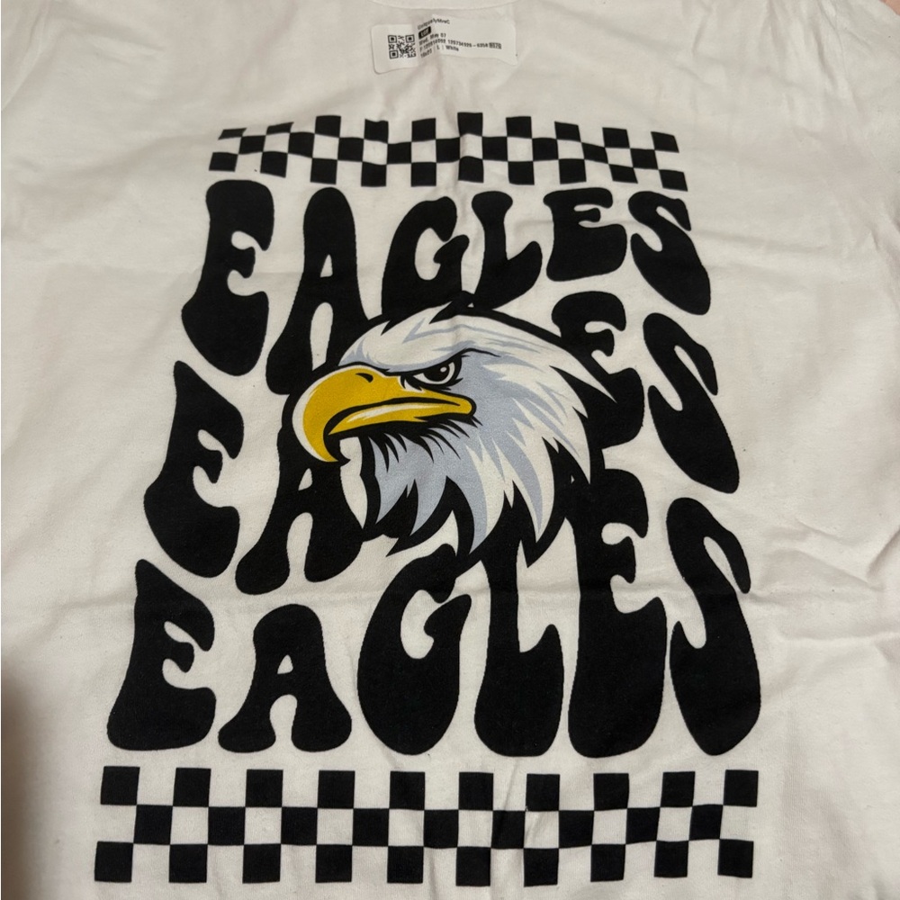 White Graphic Tee with Eagle Design